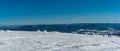 Jeseniky mountains from Kralicky Sneznik hill summit during beautiful winter day Royalty Free Stock Photo