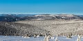 Jeseniky mountains, Kralicky Sneznik and Krkonose mountains from Praded hill in winter Jeseniky mountains in Czech republic