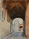 Jesi, Ancona, Marche, Italy: picturesque narrow alley in the old town of the ancient Italian city