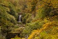 Jesmond Dene waterfall in autumn Royalty Free Stock Photo