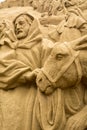 Jesolo lido, Italia : Sand Nativity 2016: wonderful sand scultures depicting the sacred family and the exodus of the bible.