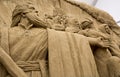 Jesolo lido, Italia : Sand Nativity 2016: wonderful sand scultures depicting the sacred family and the exodus of the bible.