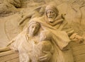 Jesolo lido, Italia : Sand Nativity 2016: wonderful sand scultures depicting the sacred family and the exodus of the bible.