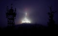 Jested lookout tower in night, transmitters, Liberec, Bohemia, Czech Republic Royalty Free Stock Photo