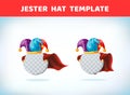 Jester cap. Fool hat. April Fool Day. Masquerade costume headdress. Carnival or Halloween mask. Cartoon Vector Royalty Free Stock Photo