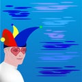 The jester , the clown . In glasses. vector