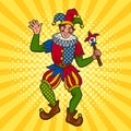 jester clown pinup pop art raster illustration