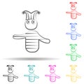 Jester doll multi color set icon. Simple thin line, outline of theatre icons for ui and ux, website or mobile application