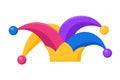 Jester fool hat icon. Flat illustration of circus jester fool hat. Humor and tomfoolery for comedy performance. Vector Royalty Free Stock Photo