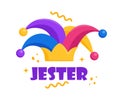 Jester fool hat icon. Flat illustration of circus jester fool hat. Humor and tomfoolery for comedy performance. Vector Royalty Free Stock Photo