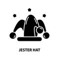 jester hat icon, black vector sign with editable strokes, concept illustration Royalty Free Stock Photo