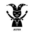 jester icon, black vector sign with editable strokes, concept illustration Royalty Free Stock Photo