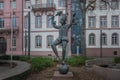 Jester with lantern Bajazz mit Laterne Sculpture at Schillerplatz Square - Mainz, Germany Royalty Free Stock Photo