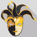 Jester mask in Volto and flat style with long shadow, Vector illustration