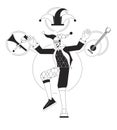 Jester person archetype bw concept vector spot illustration