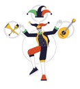 Jester person archetype flat line concept vector hero illustration