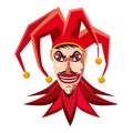 Jester in red hat icon, cartoon style Royalty Free Stock Photo