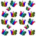Jester`s caps stylized as a crown on a white background. Seamless pattern. Royalty Free Stock Photo