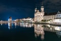 Jesuit Catholic church and Chapel Bridge in Luzern, Switzerland