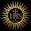 Jesuits gold symbol, raster illustration