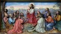 Jesus and Apostles in the Mount of Olives Royalty Free Stock Photo