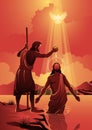 Jesus Baptized by John the Baptist Vector Illustration