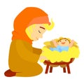 Jesus birth icon, cartoon style