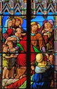 Jesus blesses the children, stained glass windows in the Saint Eugene - Saint Cecilia Church, Paris Royalty Free Stock Photo