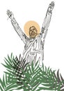 Jesus Blessing One line art template background