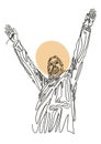 Jesus Blessing One line art template background