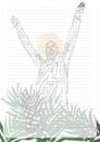 Jesus Blessing One line art vector book page template background