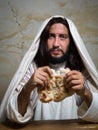 Jesus breaking the bread Royalty Free Stock Photo