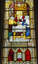 Jesus breaking bread, stained glass window Royalty Free Stock Photo