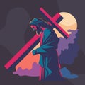 Jesus carries the cross. Illustration