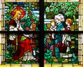 Jesus Christ blessing children (stained glass window) Royalty Free Stock Photo