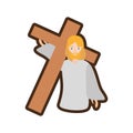 jesus christ carries cross line Royalty Free Stock Photo