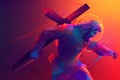 Jesus christ carrying cross good friday background. Generative AI Royalty Free Stock Photo