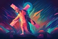 Jesus christ carrying cross good friday background. Generative AI Royalty Free Stock Photo