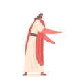 Jesus Christ Character Stands With Stretched Arm, Hand Open And Upward, Offering Healing To The Afflicted People Royalty Free Stock Photo