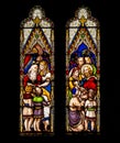 Jesus Christ and Children Stained Glass Window Royalty Free Stock Photo