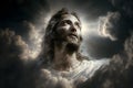 Jesus Christ close up portrait in the sky Royalty Free Stock Photo