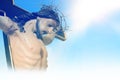Jesus Christ on the cross against a background of blue sky Royalty Free Stock Photo