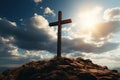 Jesus Christ cross Easter resurrection concept Christian cross on a background with dramatic Royalty Free Stock Photo