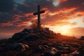 Jesus Christ cross Easter resurrection concept Christian cross on a background with dramatic Royalty Free Stock Photo