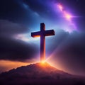 Jesus Cross with Abstract Flare Effect And Defocused Lights and Experience the majesty of the cross Royalty Free Stock Photo