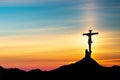 Jesus Christ statue against beautiful sky background Royalty Free Stock Photo