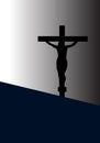 Jesus Christ on The Cross in Silhouette Tone Vector