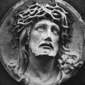 Jesus Christ in a crown of thorns fragment of ancient statue