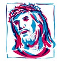 Jesus Christ with Crown of Thorns Risograph