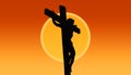 Jesus Christ crucified on the cross at Calvary hill illustration